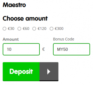 Minimumstorting €10 - Bonus code: MY50